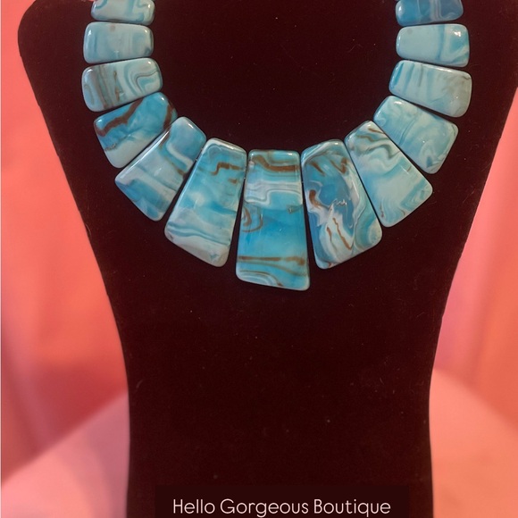 Turquoise Statement Necklace Boho Western Chunky Stone Style Fashion Necklace - Picture 5 of 5
